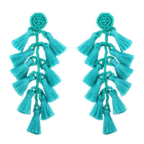 Anita Turquoise Layered Tassel Earrings! - Picture 5 of 5